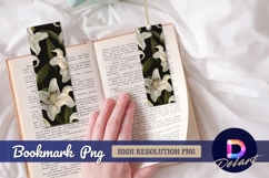 Elegant white lily floral dark Bookmark PNG Design Product Image 1