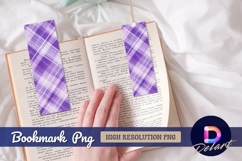Purple plaid pattern watercolor Bookmark PNG Design Product Image 1
