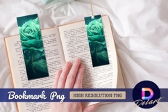 Emerald rose with water droplets painting Bookmark PNG Product Image 1