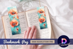 Watercolor poppies with butterflies Bookmark PNG Product Image 1