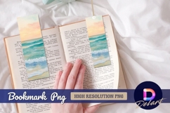 Watercolor beach ocean waves calm Bookmark PNG Product Image 1