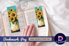 Impasto sunflowers in vase oil painting Bookmark PNG Product Image 1