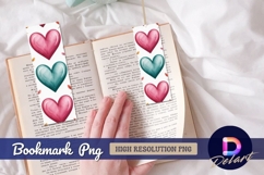 Watercolor hearts Bookmark png vertical design Product Image 1