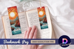 Oil painting sunrise birds flying landscape Bookmark PNG Product Image 1