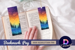Pine trees starry sky colorful artistic Bookmark PNG Product Image 1