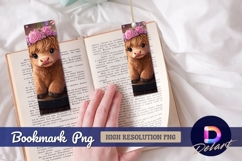 Adorable highland calf with flower crown Bookmark PNG Product Image 1