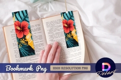 Tropical floral illustration with red hibiscus Bookmark PNG Product Image 1