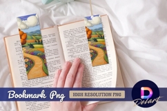 Vibrant countryside painting with winding path Bookmark PNG Product Image 1