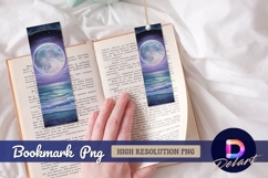 Moonlit ocean waves framed art Bookmark PNG Product Image 1