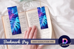 Blue and pink tropical leaves Bookmark PNG Product Image 1
