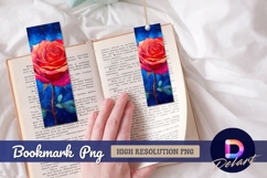 Watercolor rose on deep blue Bookmark PNG Product Image 1