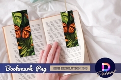 Monarch butterfly and tropical leaves artwork Bookmark PNG Product Image 1