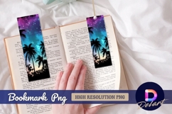 Dreamy moonlit landscape with cherry blossom Bookmark PNG Product Image 1