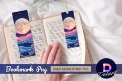 Tropical palm trees silhouette under starry sky Bookmark PNG Product Image 1