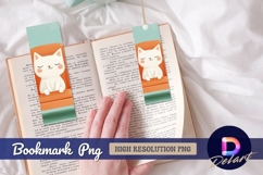 Cute white cat napping on orange chair Bookmark PNG Product Image 1