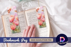 Watercolor tulips and butterflies Bookmark PNG Product Image 1