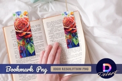 Watercolor rose flower artwork Bookmark PNG Product Image 1