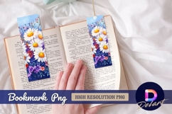 Watercolor daisies and floral blooms Bookmark PNG Product Image 1