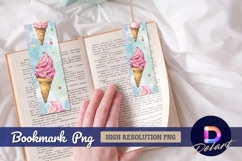 Watercolor pink ice cream Bookmark PNG Product Image 1