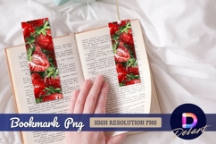 Watercolor strawberries background image for Bookmark PNG Product Image 1
