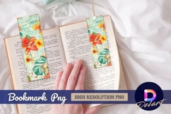 Tropical flowers on grunge textured background Bookmark PNG Product Image 1