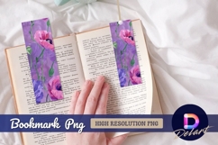 Watercolor purple poppies Bookmark PNG Product Image 1