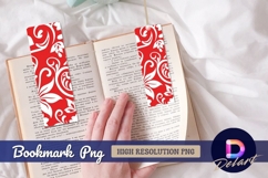 Red and white floral swirl Bookmark PNG Product Image 1