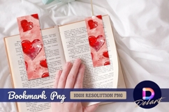 Watercolor hearts pattern background Bookmark PNG Product Image 1