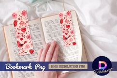 Romantic bird flower and heart pattern Bookmark PNG Product Image 1