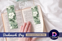 Elegant white floral sage green background Bookmark PNG Product Image 1