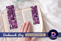 Purple halloween background with tree Bookmark PNG Product Image 1