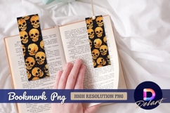 Spooky golden skulls on black background bookmark png Product Image 1