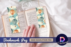 Vintage hot air balloon pattern cloudscape bookmark png Product Image 1