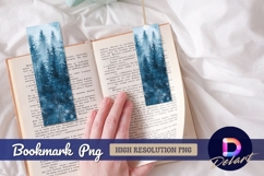 Blue winter forest snowfall bookmark png Product Image 1