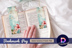 Pink flowers on teal bookmark png design Product Image 1
