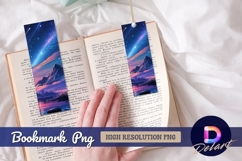 Night sky mountains lake Bookmark Png Product Image 1