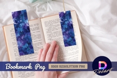 Galaxy watercolor crescent moon Bookmark PNG Product Image 1