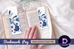Blue and white anemone floral Bookmark PNG Product Image 1