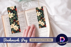 Watercolor poinsettia floral pattern Bookmark PNG Product Image 1