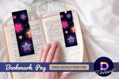Colorful glowing stars on dark background Bookmark PNG Product Image 1