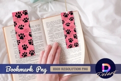 Pink watercolor paw print Bookmark PNG Product Image 1