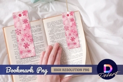 Pink snowflakes watercolor pattern bookmark png Product Image 1