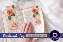 Elegant pink rose floral watercolor bookmark png Product Image 1