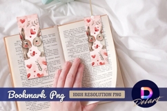 Watercolor bunnies with hearts bookmark png Product Image 1