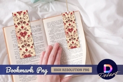 Red floral decorative vertical pattern bookmark png Product Image 1