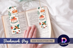 Watercolor cakes and floral bookmark png Product Image 1