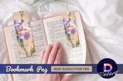 Watercolor iris flower design bookmark png Product Image 1