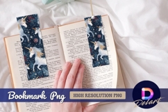 Winter unicorns on dark blue background Bookmark PNG Product Image 1