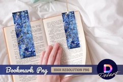 Blue floral watercolor painting Bookmark PNG Product Image 1