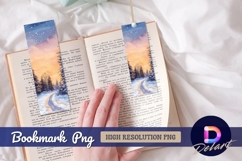 Winter landscape with snowfall Bookmark PNG Product Image 1